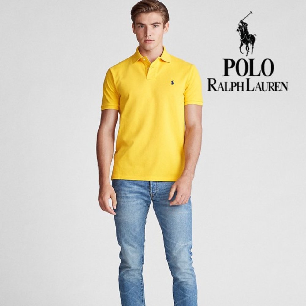 Polo Ralph Lauren Men Yellow 100% Cotton Polo Shirt Size Large